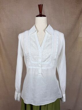 Exquisite Lace-Panel White Blouse